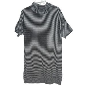 Eileen Fisher Merino Wool Striped Mock Neck Short Sleeve Dress. Size Medium.